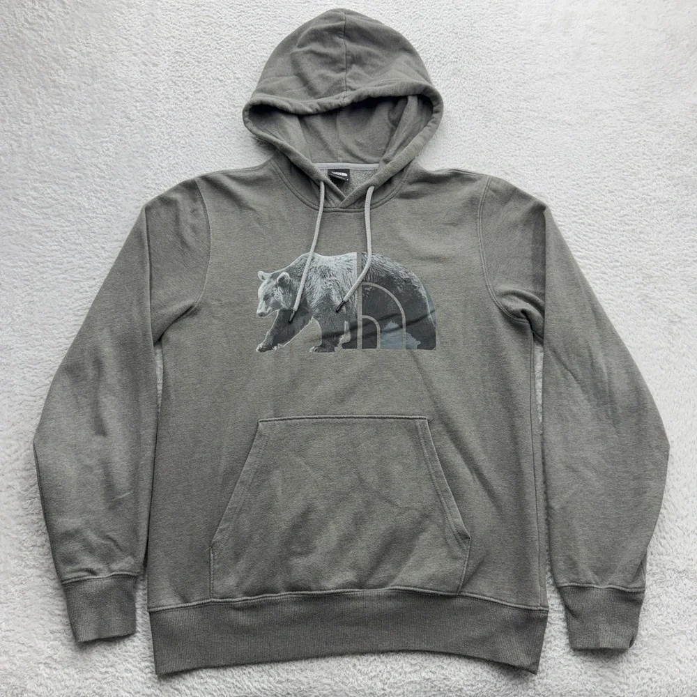 The North Face Mens Gray Bear Graphic Logo Pullover Hoodie Small NF0A3X6O